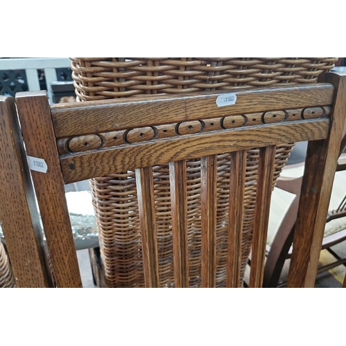 442 - Five wonderful Arts and Crafts oak dining chairs with decorative patterned upholstery and braiding. ... 