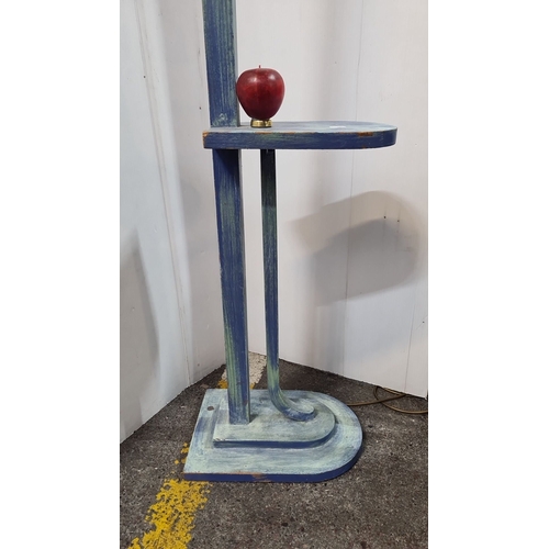 455 - A handsome washed grey floor lamp with built in table