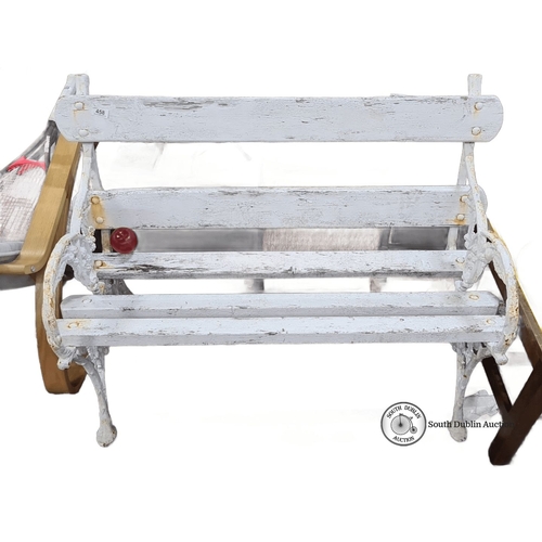 458 - Star lot : A victorian White cast iron garden bench with a decorative grapevine motif, approximately... 