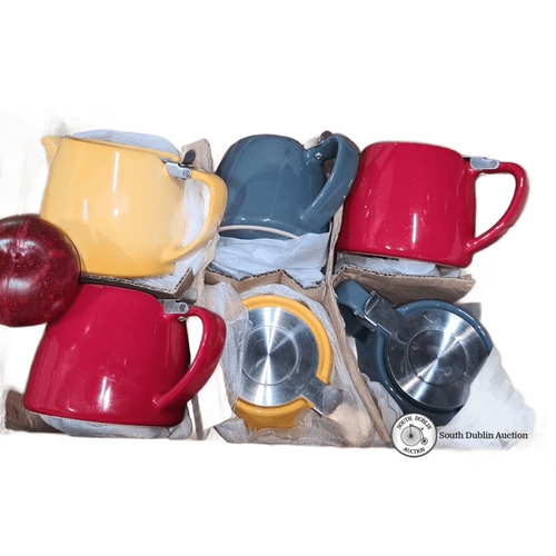 481 - Star Lot A set of six brand new  FORLIFE ceramic teapots, featuring vibrant colors with stainless st... 