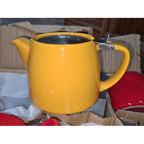 481 - Star Lot A set of six brand new  FORLIFE ceramic teapots, featuring vibrant colors with stainless st... 