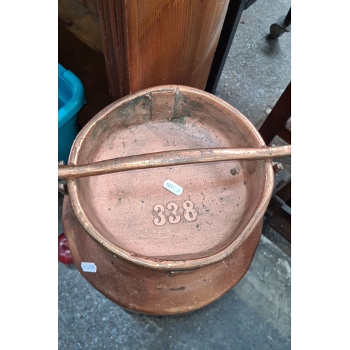 489 - A fabulous 19th century solid copper churn, probably French in origin. Stamped 338 to the lid and bo... 