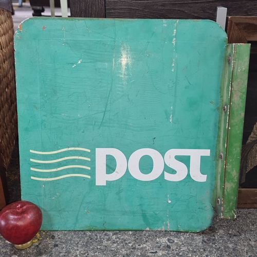 493 - An iconic green and white metal vintage Post Office sign featuring the word 