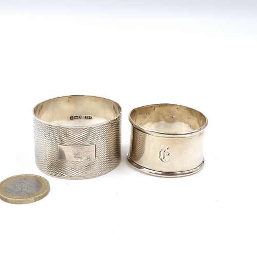 24 - Two sterling silver napkin rings hallmarked Birmingham. Total weight of silver - 39.84 grams.