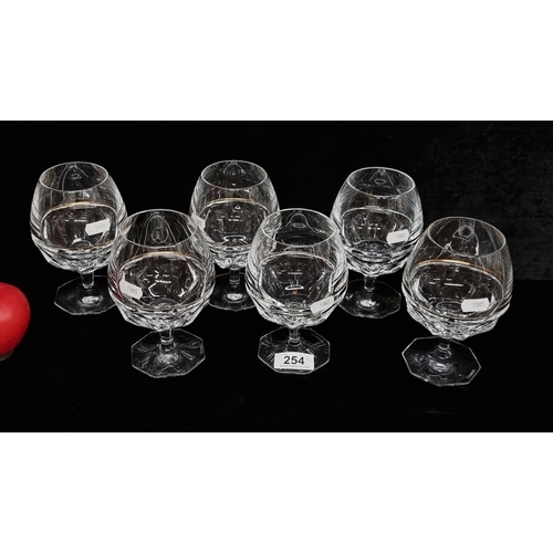 254 - Star Lot : A super set of six Elysian brandy glasses by Waterford. All in good condition with acid m... 