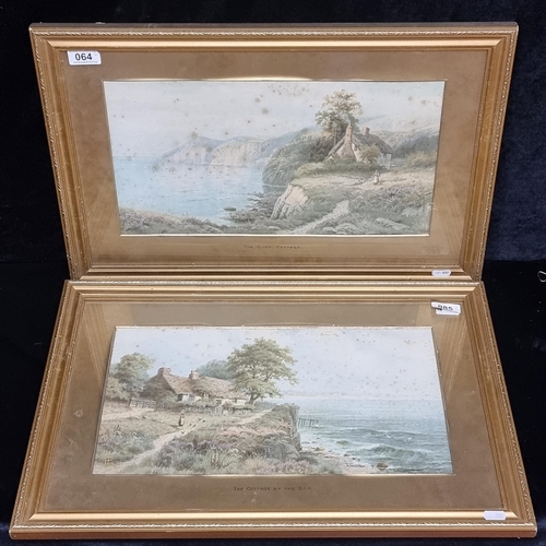 64 - A pair of wonderful vintage prints  titled ' The Cottage by the Sea' and 'The Cliff Cottage'. Featur... 