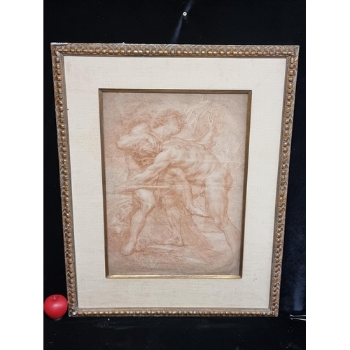 70 - Super Star Lot: An incredible 17th century Italian pastel / crayon on paper drawing features two Her... 