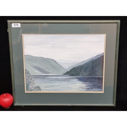 76 - An original acrylic on paper painting titled 'Glendalough' featuring the titular landscape scene wit... 