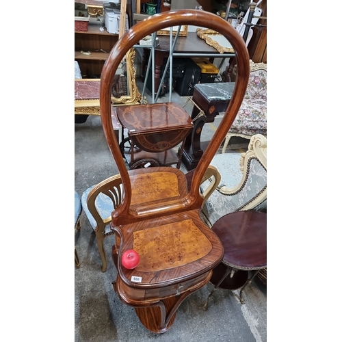 660 - Star Lot : A stunning Art Nouveau vanity mirror stand in rich mahogany and burr Walnut. with two dra... 