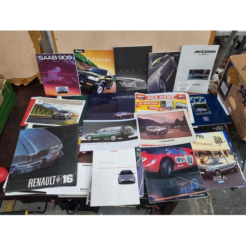 680 - A superb Collection of over 100 1960s-1990s vintage car brochures featuring brands like Renault, Hon... 