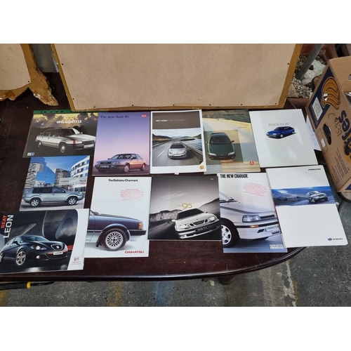 680 - A superb Collection of over 100 1960s-1990s vintage car brochures featuring brands like Renault, Hon... 