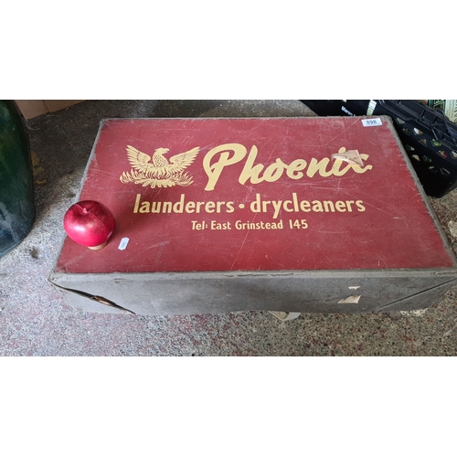 898 - Vintage Phoenix Launderers box containing assorted records with Parlophone and Brunswick labels. App... 