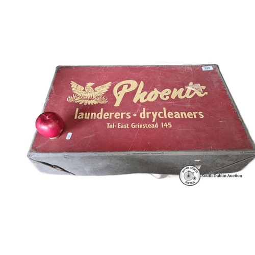 898 - Vintage Phoenix Launderers box containing assorted records with Parlophone and Brunswick labels. App... 