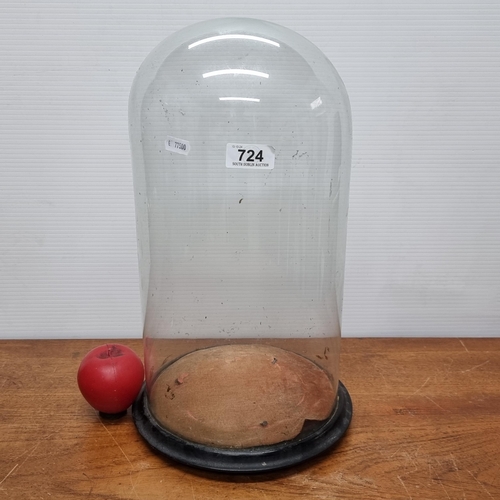 724 - Star lot: A fabulous antique Victorian oval hand blown glass display dome. Ideal for a clock or taxi... 