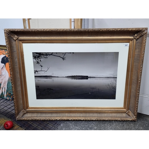 847 - A very large high quality print of of a monochromatic photograph. Features the Lough Erne. Housed in... 