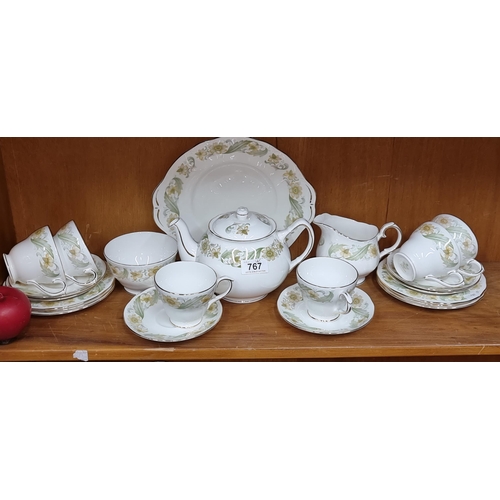 1174 - A beautiful twenty two piece Duchess Bone China tea set from the Greensleeves collection. Includes, ... 