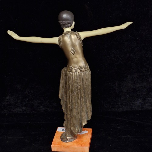 130 - A lovely vintage Art Deco style dancer figure in the style of Demetre Chiparus. missing one thumb.