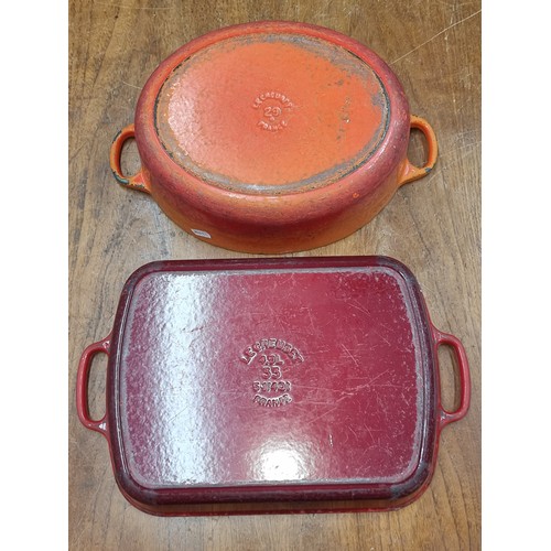 767 - A vintage Le Creuset baking dish along with a large casserole dish.