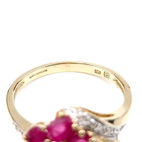 9 - Star Lot A very pretty nine carat gold ruby and diamond dress ring. Ring size - O. Weight - 2.78 gra... 