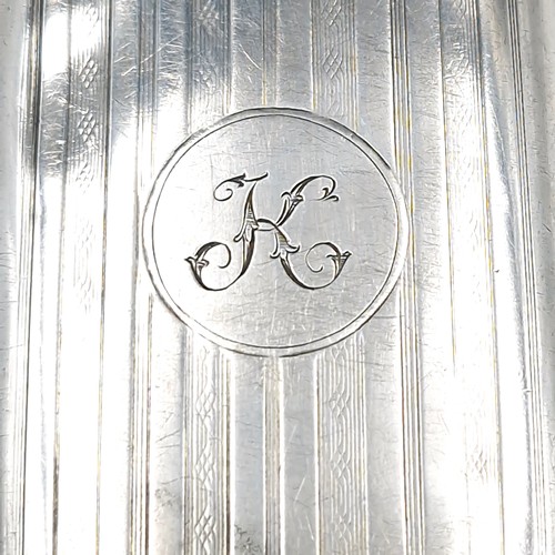 45 - A nice example of an antique sterling silver cigarette box with hinged lid and the letter 'K' inscri... 