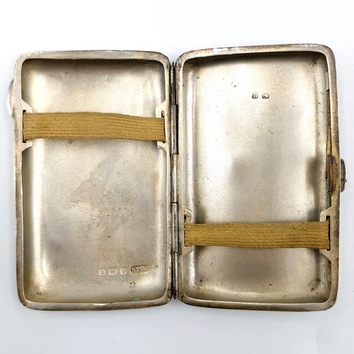 45 - A nice example of an antique sterling silver cigarette box with hinged lid and the letter 'K' inscri... 