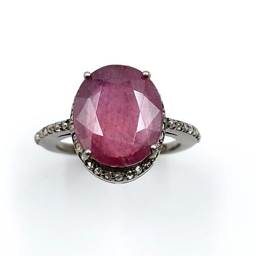 501 - Star lot : A ruby stone ring and diamond ring  set in sterling silver (Ruby - 7.1 carats & Diamonds ... 