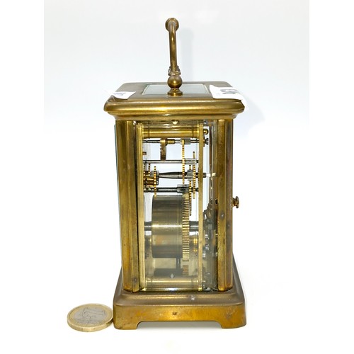 963 - An antique mechanical carriage clock. Marked made in France. nice clean example with glass sides and... 