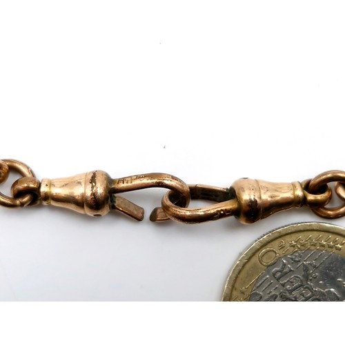 966 - A victorian gold toned Albert watch chain with a 9ct gold locket and gents fob. 48g total, Gold appr... 