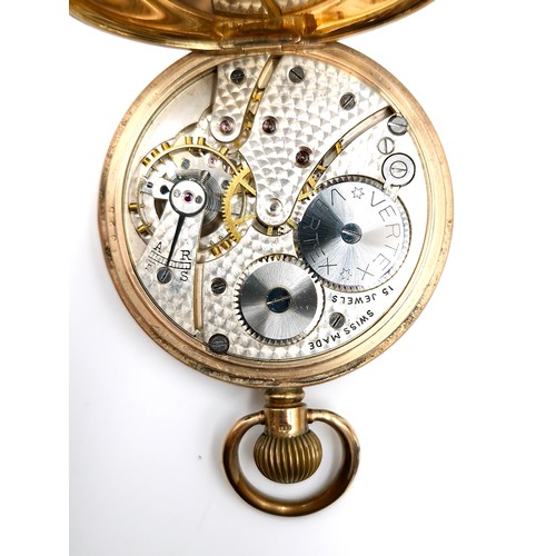 967 - Star Lot : An Elipse 9ct gold 24325 top wind pocket watch. Watch is ticking when would and in lovely... 