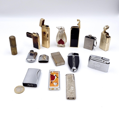 37 - An unusual collection of 12 lighters together with two other items. As per photographed.