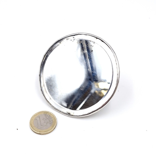 426 - An interesting hand held silver mounted mirror hallmarked London. Total weight of item - 76.6 grams.... 