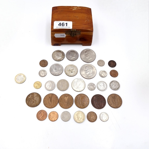 461 - A collection of silver & copper coins of interest two Eisenhower 1971 silver one dollar coins. Also ... 