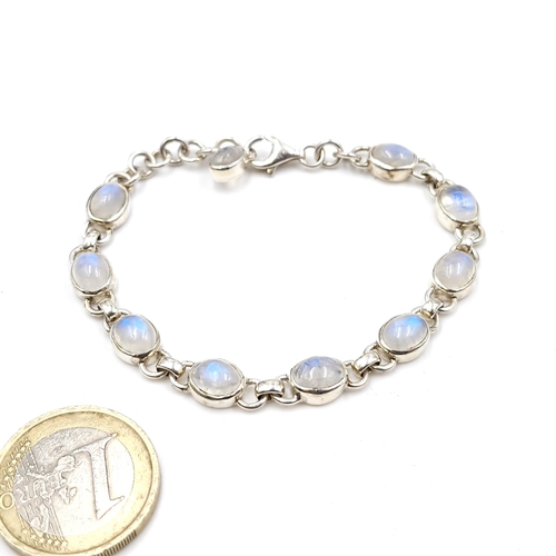 492 - A moonstone sterling silver bracelet. Weight - 11.52 grams. Boxed.