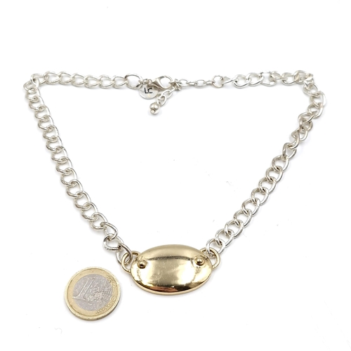 497 - A Liz Claiborne collarette necklace with silver gilt accent and sterling silver chain. Length - 36 c... 