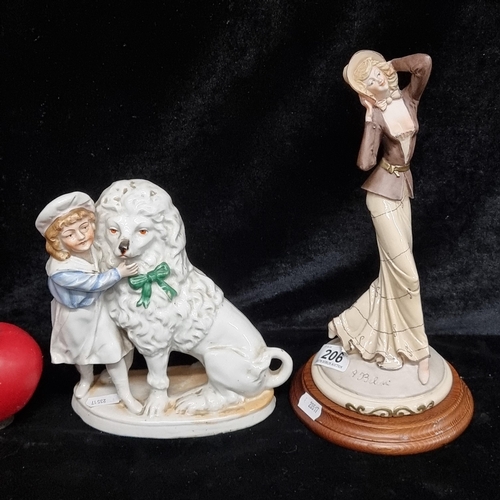 206 - Two vintage figures including a Capodimonte Auro Belcari figure of a young female and a victorian gi... 