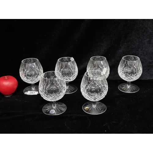 207 - A striking set of six Galway Crystal whiskey goblets, all in excellent condition and retaining origi... 