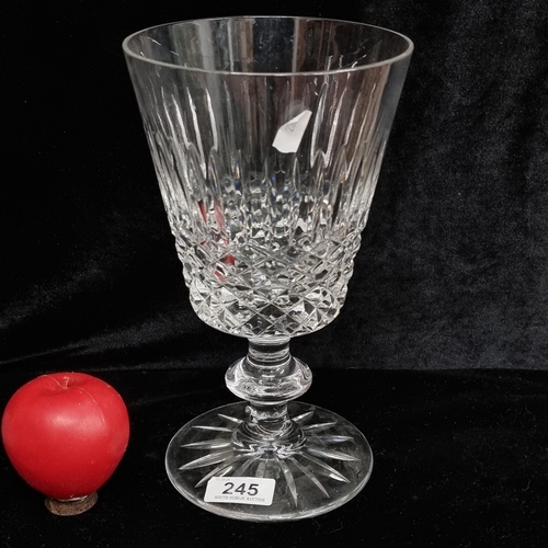 245 - A lovely large heavy footed cut crystal vase. In good condition, possibly Waterford.