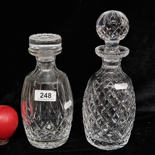 248 - A pair of fabulous Waterford Crystal decanters in the Boyne and Lismore patterns. Both in good condi... 