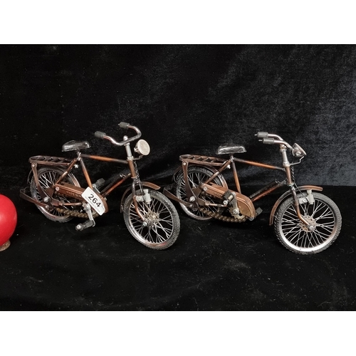 264 - Two fantastic metal model bicycle figures. brand new From a top Uk interior design company.