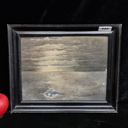 80 - An original 'Nora Healy' oil on board painting. Features a seascape with deep olive waves with a blu... 