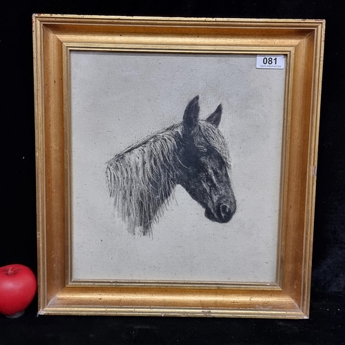 81 - A wonderful original pastel on canvas drawing. Features a portrait of a horse. Well rendered with de... 