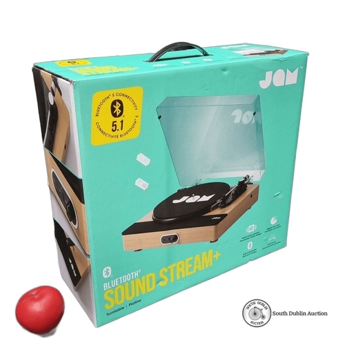 643 - Jam Sound Stream+ Bluetooth turntable with built-in stereo speakers, belt drive, and headphone jack.... 