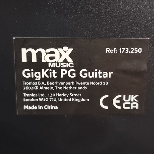 646 - Max Music GigKit PG electric guitar with sunburst finish, black gig bag, and label indicating model ... 