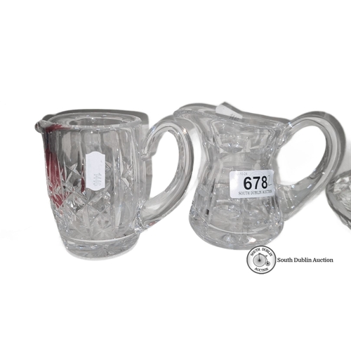 678 - Pair of Waterford crystal cream and sugar set, featuring classic cut patterns. Both pieces are elega... 