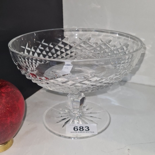 683 - Waterford crystal footed sweet bowl with diamond cut design. Approximately 18 cm in diameter and 12 ... 