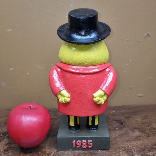 727 - Painted resin statue of the iconic character Mr. Tayto in a red suit. Approximately 20 cm tall.