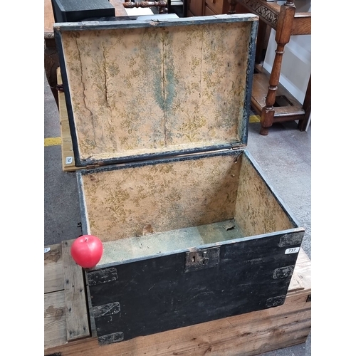 737 - An early 19th century Silver security chest with metal accents and lock. Approximately 30