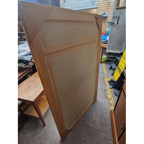 765 - Large vintage gilded mirror with ornate carved wood frame. Approximately 150 cm x 100 cm. Intricate ... 