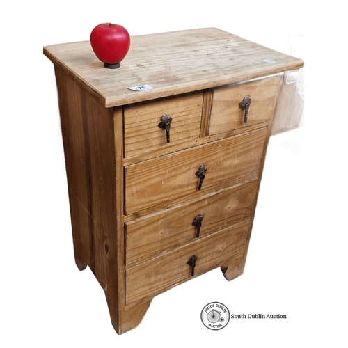 776 - Pine table top chest of drawers with four compartments, approximately 60 cm high, 30 cm wide, and 22... 