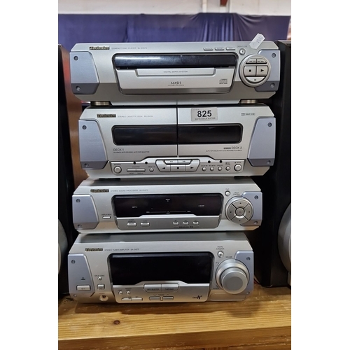 825 - Technics stereo system, model SC-EH570, features a CD player, stereo cassette deck, sound processor,... 